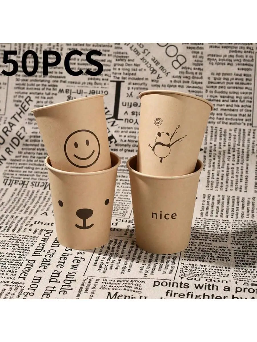 Simple Style Paper Cups, Thickened Office Home Commercial Beverage, Anti-Slip Anti-Leak 250ML, Durable Disposable Drinkware