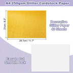 40Sheets A4 Glitter Cardstock Glitter Paper Card Stock Shiny Scrapbook 250gsm Sparkly Paper Large Shimmer for Scrapbook DIY Art