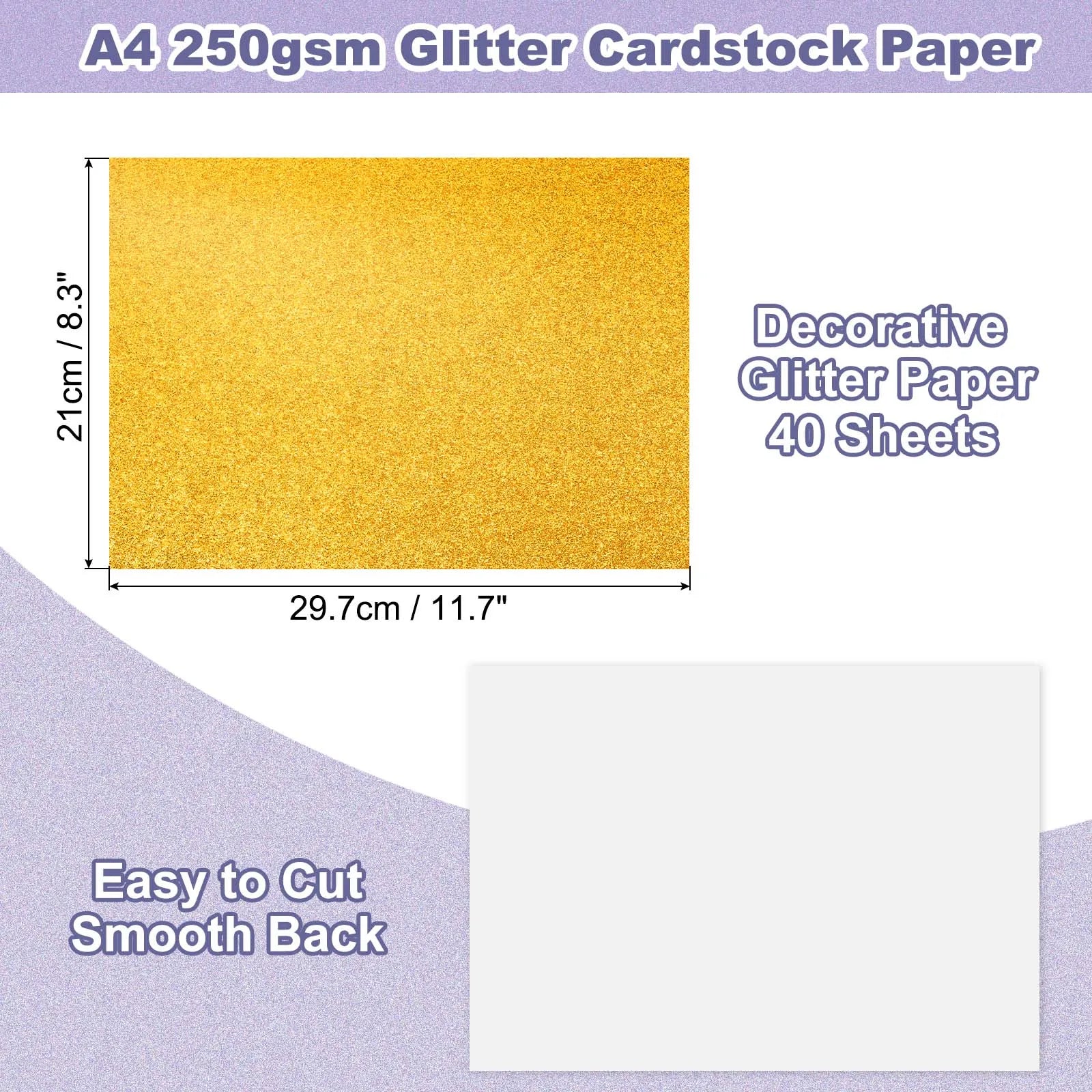 40Sheets A4 Glitter Cardstock Glitter Paper Card Stock Shiny Scrapbook 250gsm Sparkly Paper Large Shimmer for Scrapbook DIY Art