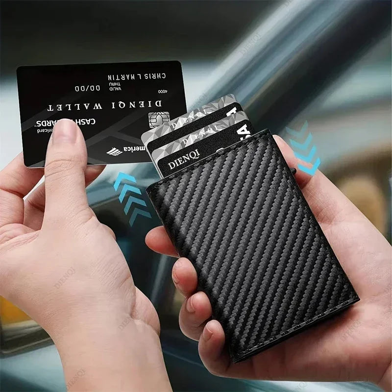 Rfid Credit Card Holder Money Bag Luxury Carbon Fiber Id Bank Cardholder Coin Purse Minimalist Wallet for Men Carteira Masculina