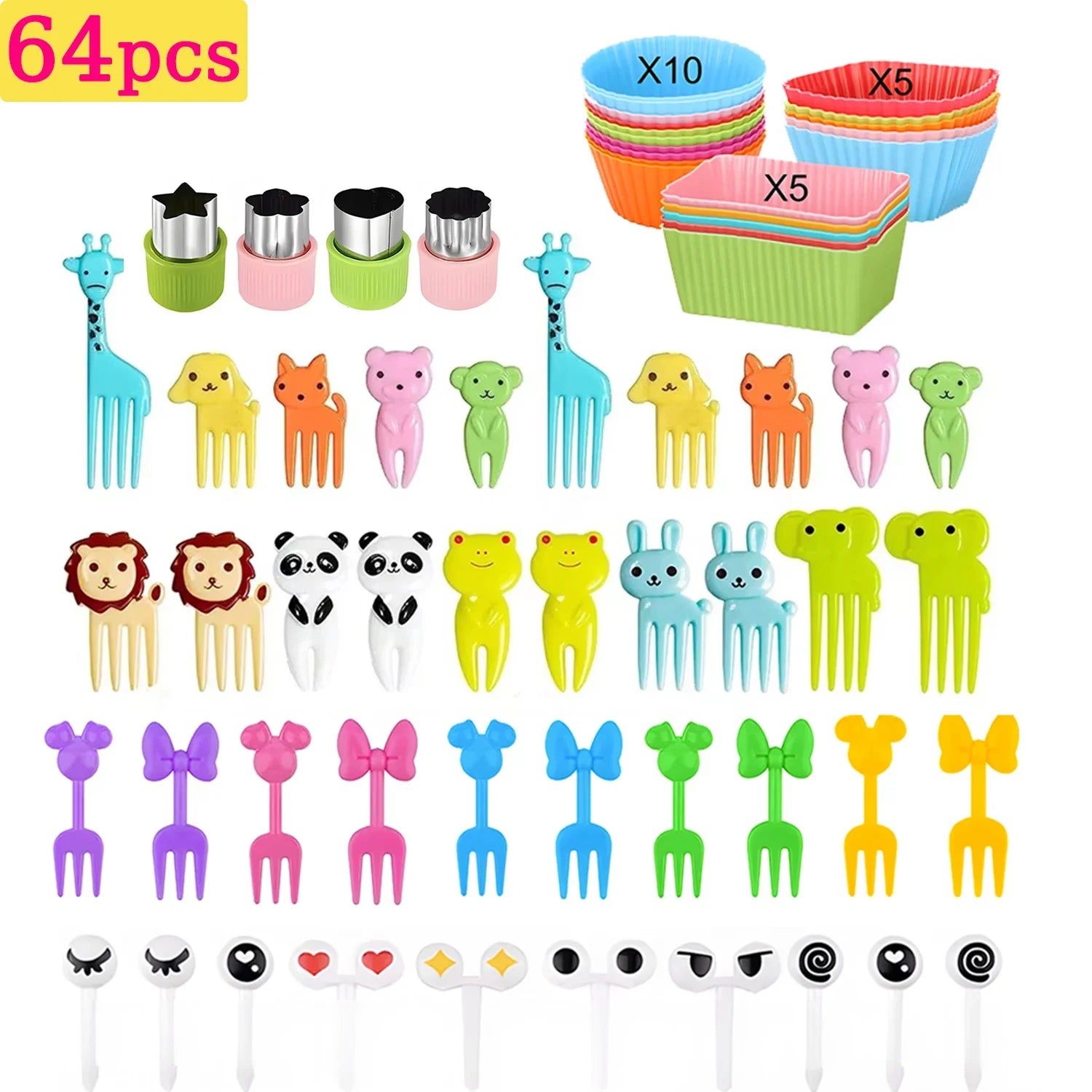 Mini fruit forks toothpicks skewer set for kids children plastic animal food picks for bento Lunch box decorating accessories