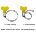 5 pcs 8-44mm Adjustable Yellow Plastic Handle Hand Twist Hose Clamps Worm Driving Stainless Steel Pipe Clips For Tube