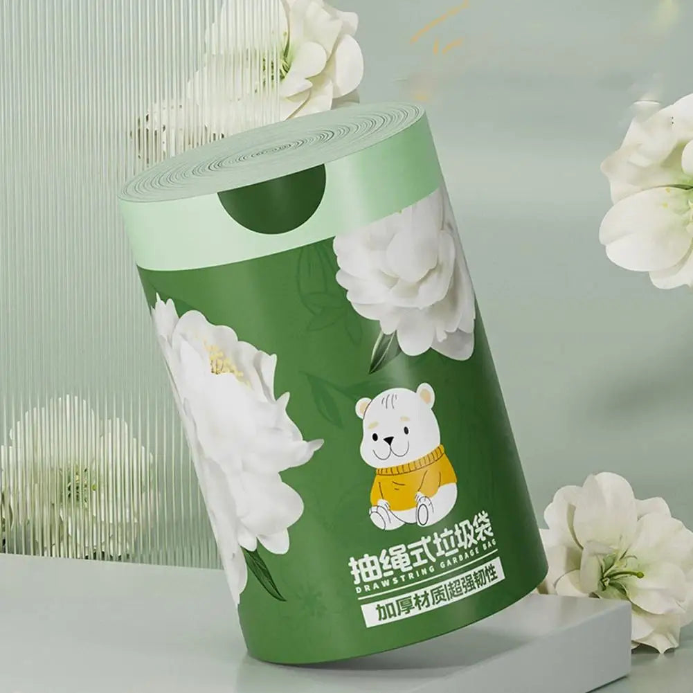 50 100pcs Scented Drawstring Trash Bags Thickened Camellia Fragrance Garbage Bag for Kitchen Odor Control Waste Bag