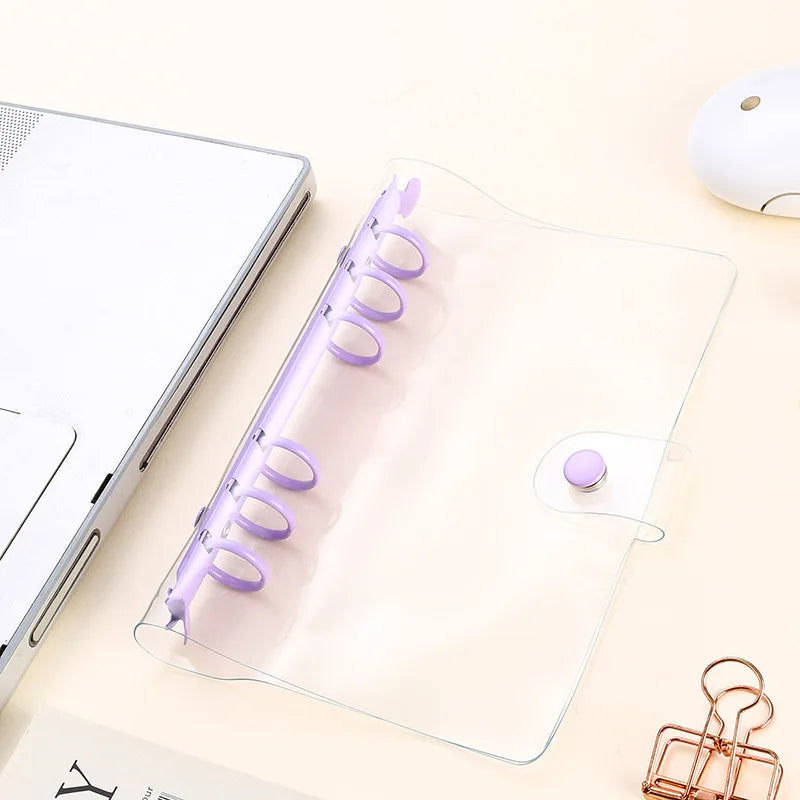 Lightweight Pvc Loose-Leaf Shell 6 Holes A6 Transparent Loose-Leaf Shell, Color Clip, Simple Candy Color Album Shell
