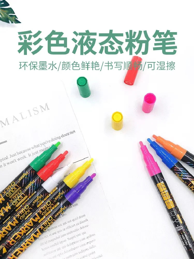8 pcs Liquid Chalk Markers-Washable & Wet Erase Chalk Maker Pens For Blackboard Whiteboard Light Bulb Glass Window Graffiti Art