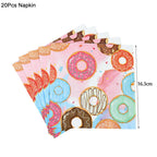 1Set Donut Party Decoration Disposable Tableware Plate Cup Napkins Candy Gift Bags Kids Baby Girl 1st Birthday Party Supplies