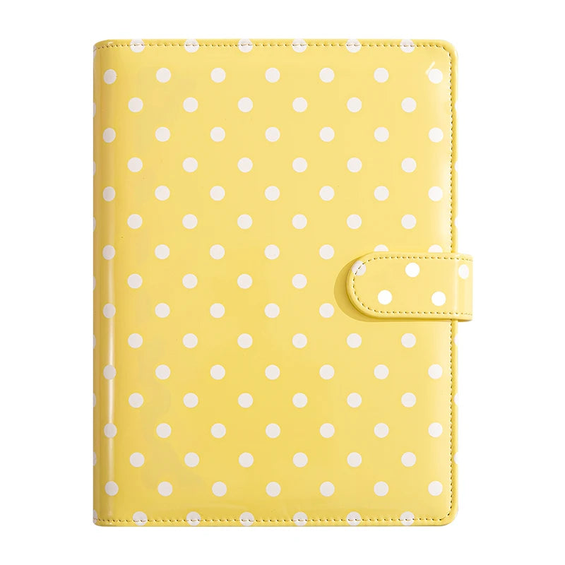 New A5 PU Leather Binder Cover with Magnetic Buckle Closure, 6 Ring Personal Notebook for Organizing Planner, Photo Card Sleeves