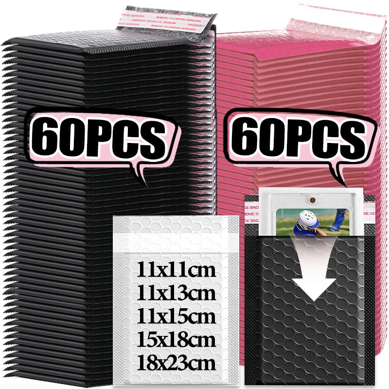 10/60x Bubble Mailers Self Seal Padded Envelopes Waterproof Business Mailing Packages Multi-size Shipping Bags Black White Pink