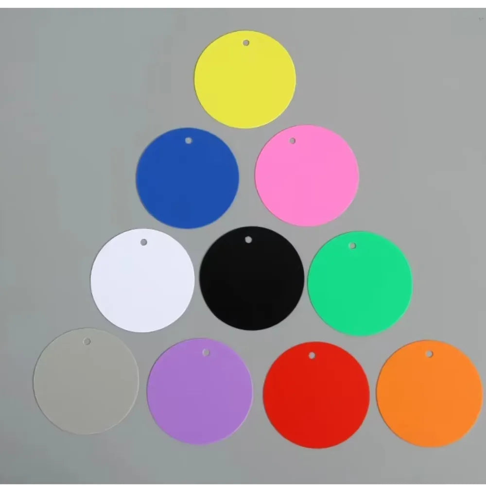 100pcs Colorful PVC Round Plastic Tags, Blank Waterproof Hanging Cards for Shoes and Clothing, Customizable Logo