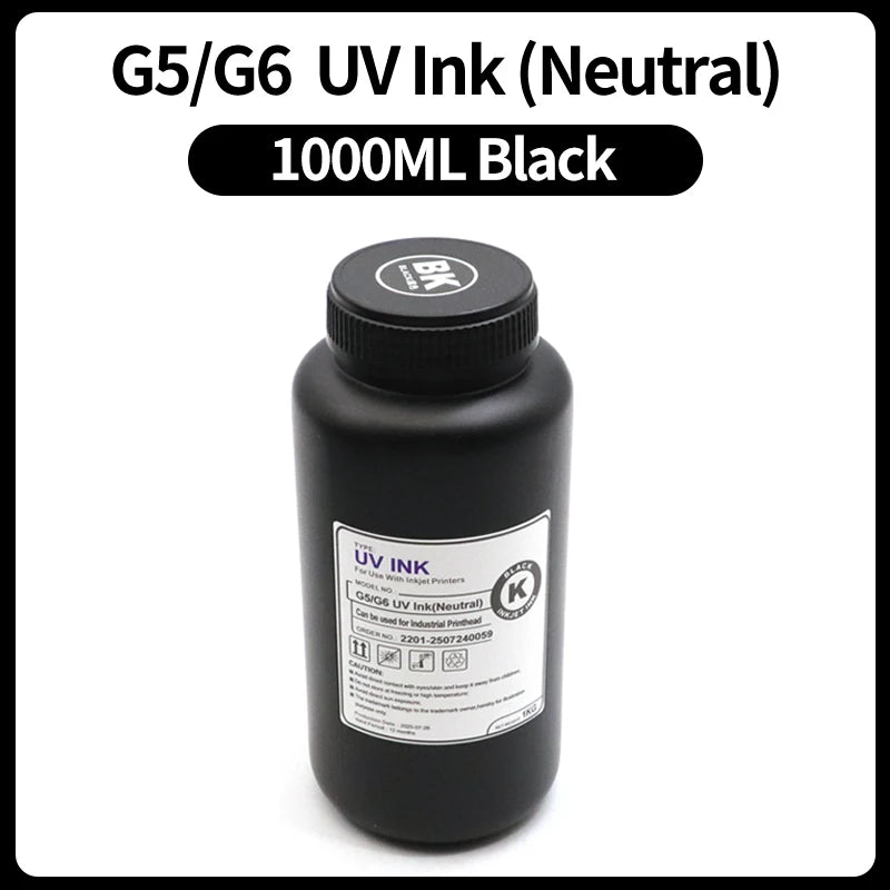 1000ML LED Curable UV Ink For Ricoh G5 G6 Gen3 Gen4 Gen4L Gen5 Gen5i Gen5S Gen6 G3 G4 G5i Printhead Hard Soft Neutral UV Ink