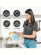 50pcs/Roll Microfiber Tear-Towel Roll, Reusable Cleaning Rag,Multi-Purpose Dishwashing Towels For Tableware Double