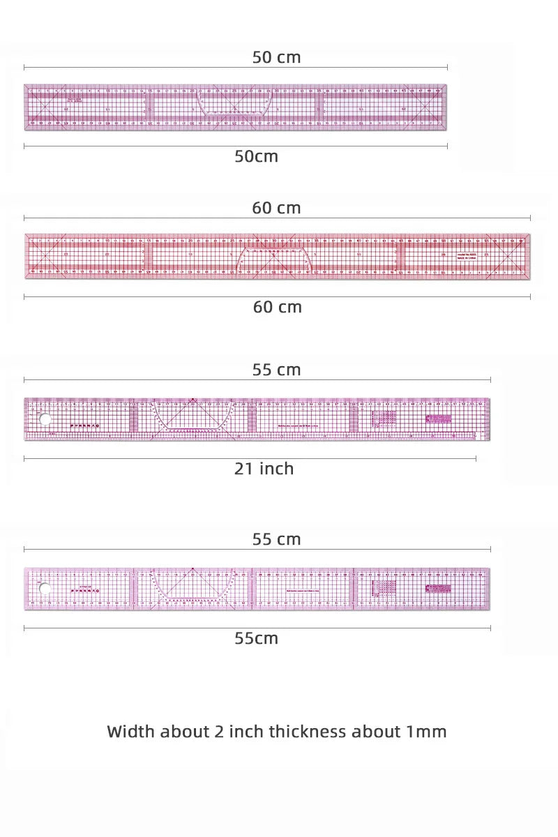 Empire sewing ruler and French curve, used for pattern making drafting, transparent plastic fashion designer ruler pieces assemb