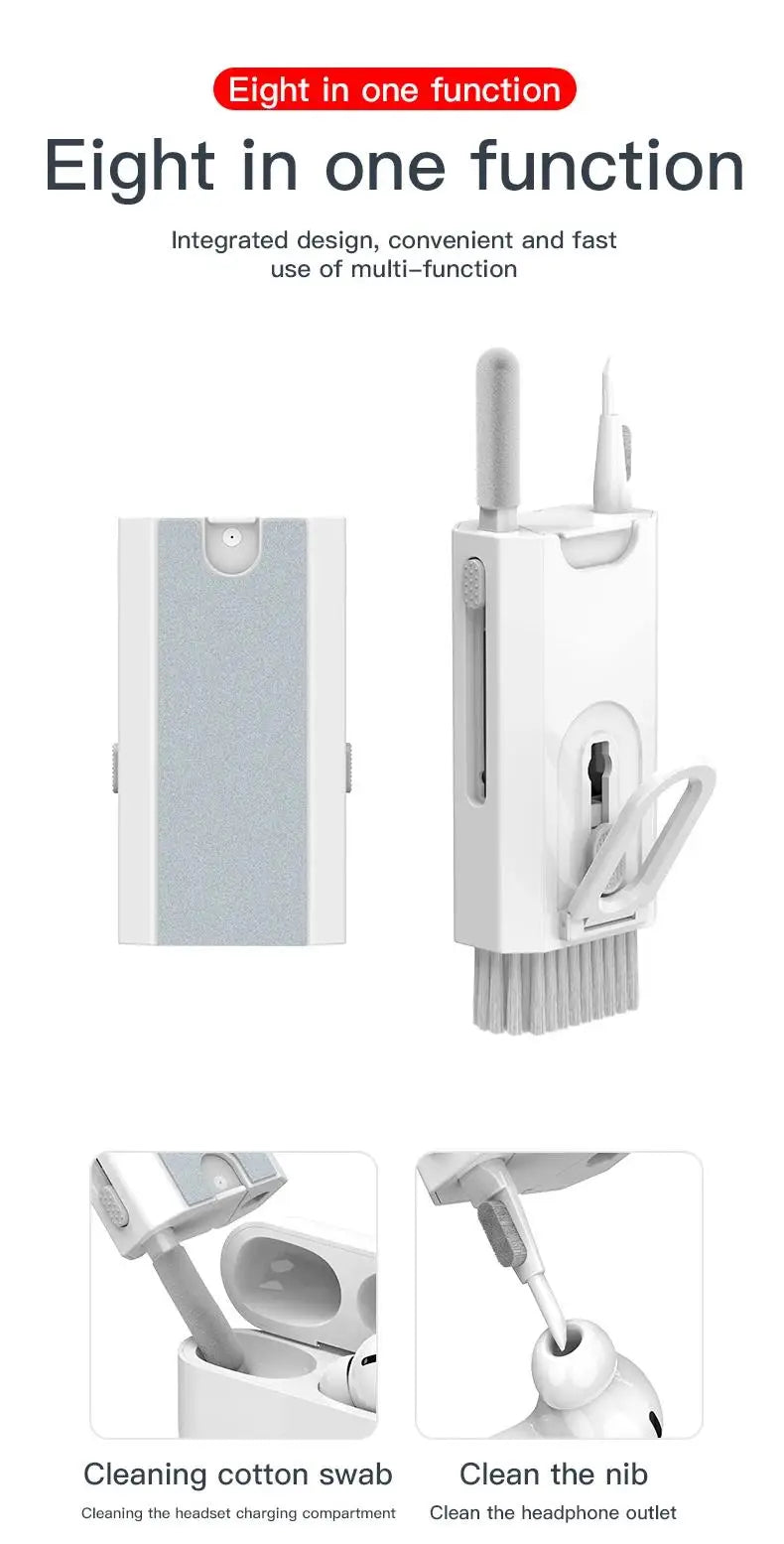 8 In 1 Cleaning Kit Keyboard Cleaner For AirPods Camera Phone Cleaning Tool Keycap Puller Set Screen Brush Earphone Cleaning Pen