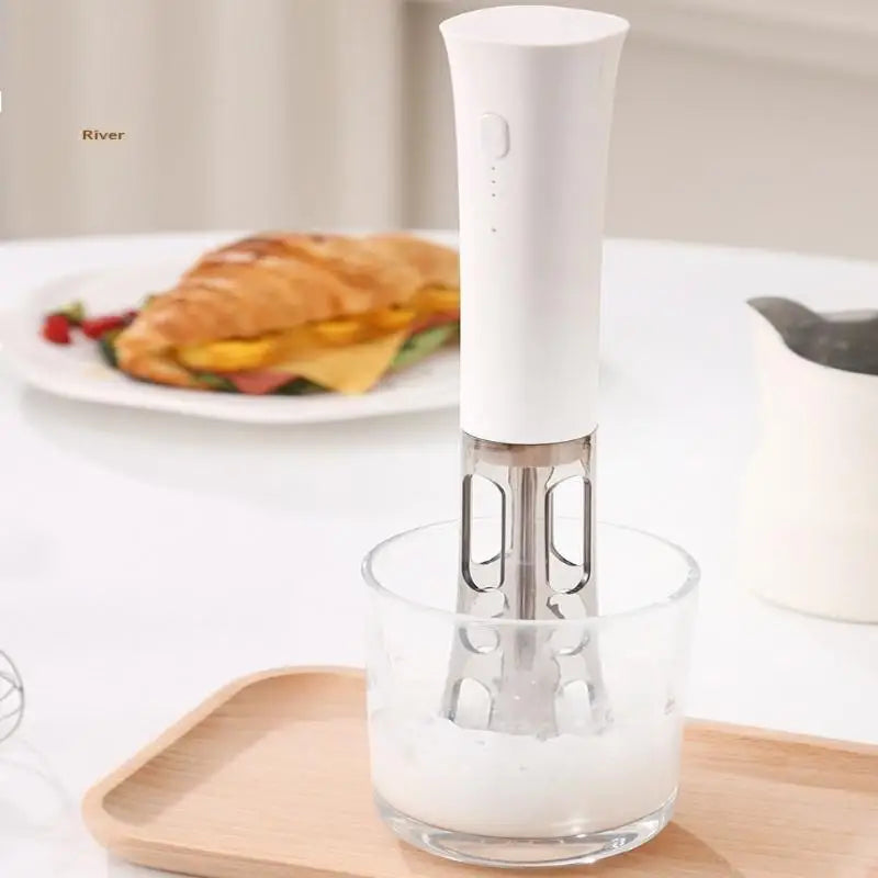 Milk Frother Machine Wireless Electric Mixer, Hands - Free 2 In1 Whisk, 3 - Speed Rechargeable For Baking/Coffee Frothing