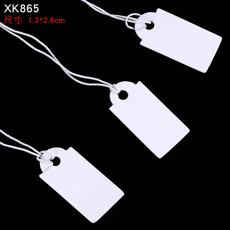100pcs Jewelry and Jewelry Small Tags DIY Blank Hanging Rope Small Hang Tags Cowhide Elastic Thread Hanging Tags Price Tag