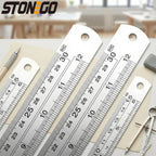 Stainless Steel Ruler Set 6 8 12 16 20 Inch Metal Rulers High Precision Double-Sided Engineering Drawing Office School Tools