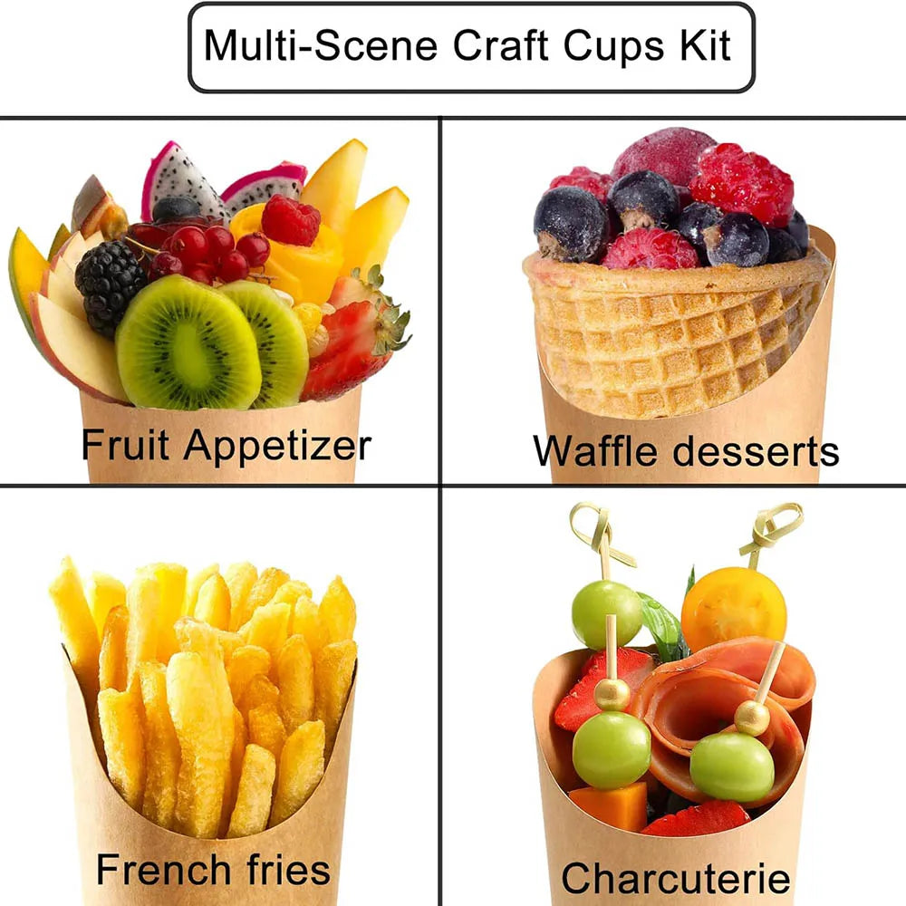 Disposable Charcuterie Cups,14oz Kraft Paper Snack Boxes Appetizers Cup French Fry Holder Cocktail Skewer Toothpicks Tooth Picks