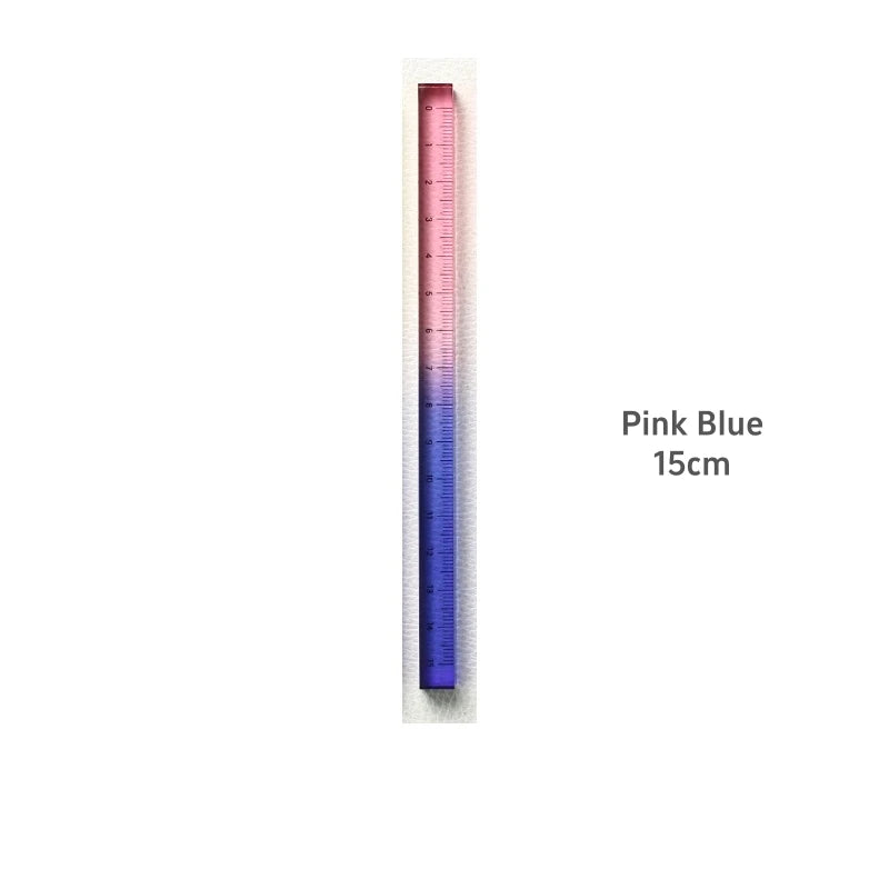 1pcs Colorful Clear Straight Ruler 15cm Four Edges Acrylic Transparent Gradient Lightweight Measuring Tools for Students A7795