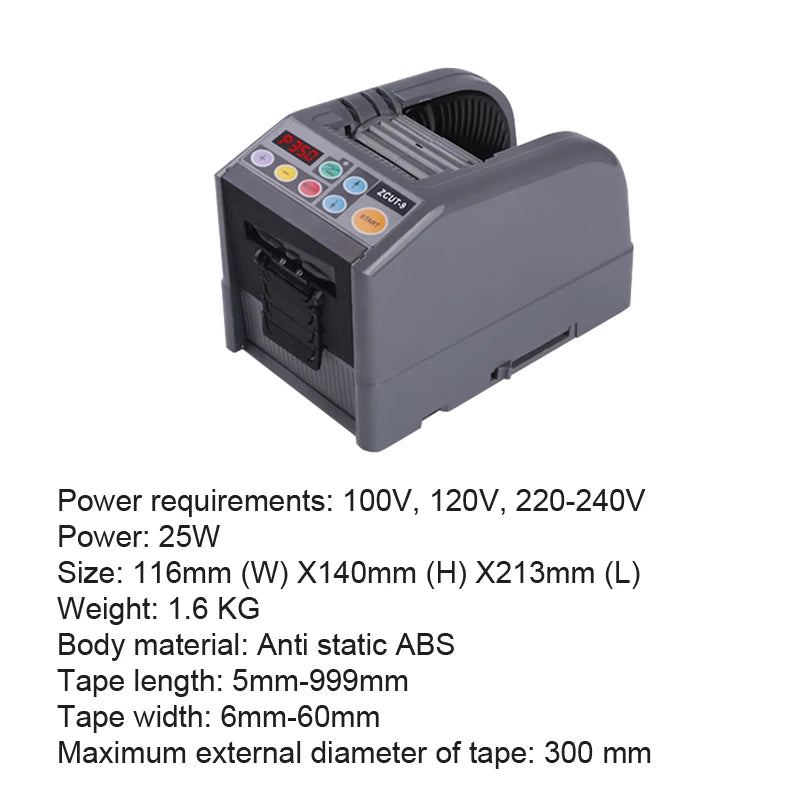 Automatic tape Dispenser Ribbon Cutting Machine ZCUT-9 ZCUT-9GR 110V/220V 6-60mm Intelligent Adhesive Tape Double Sided Cutter