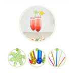 25 Pcs Juice Stirrers Neon Palm Tree Coffee Swizzle Stick Cocktail Drink Wooden