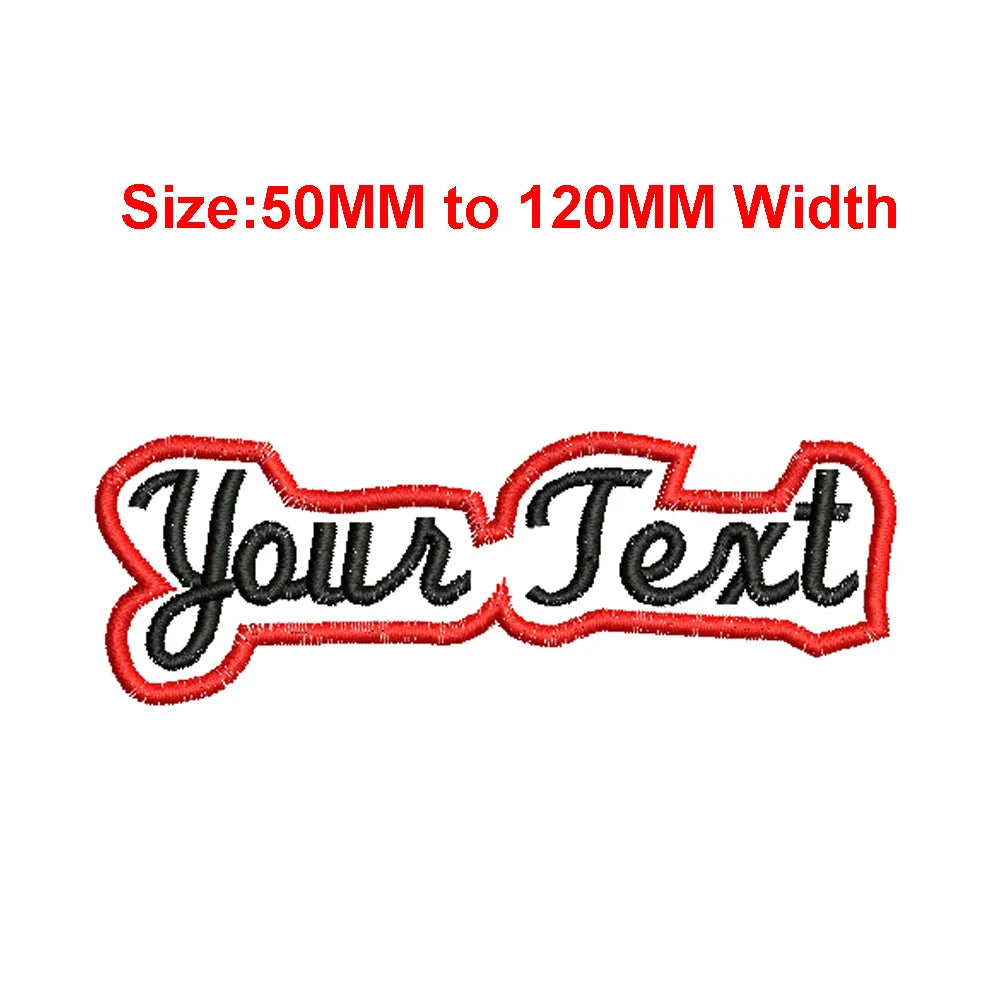 1pc Custom Own Personal Text Tag 50MM To 120MM Wide Iron On Embroidery Label/Brand On Left Chest Symbol/Tell Us Your Text Need