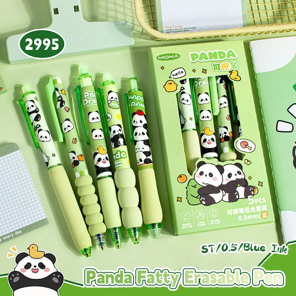 Capybara Erasable Pens 6pcs Refillable Ink Gel Pen Smudge-Free Cute Animal School Supplies for Students Office Stationery Gifts