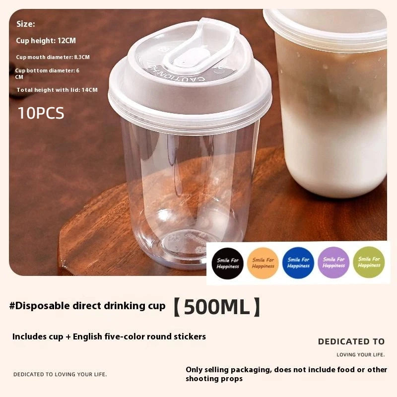 10pcs Transparent Coffee Cups With Lids U-shaped Disposable Cups For Hot Drink Milk Tea Takeaway Beverage Cups〔CC11〕
