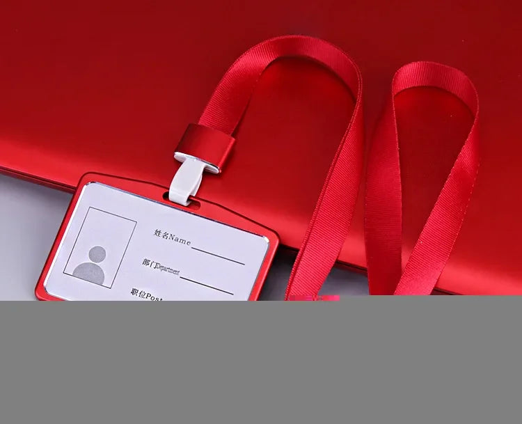 Fashion Card Cover Women Lanyard Aluminum Alloy Work ID Card Holder Business Work Card ID Badge Holder Metal Bags Case