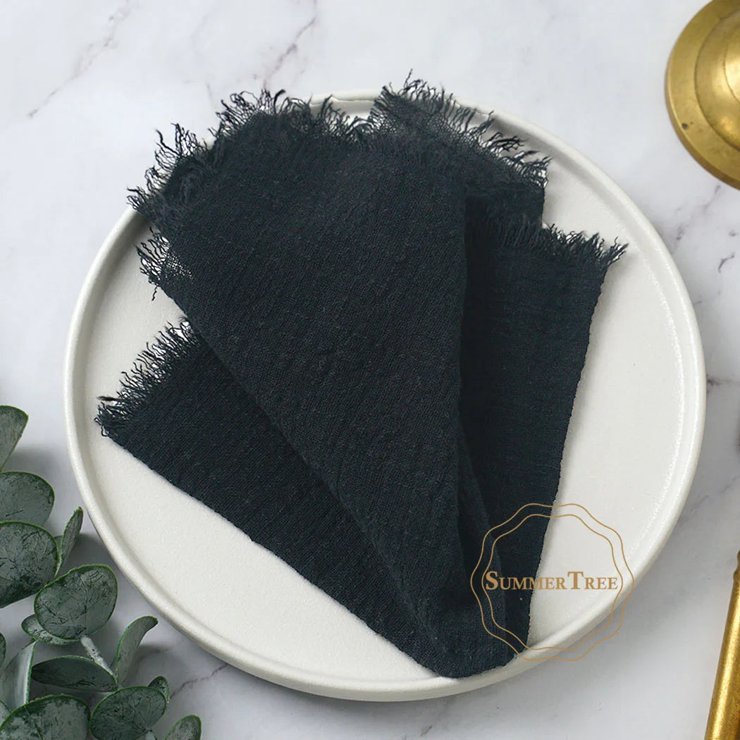 10pcs 32x32cm Cotton Gauze Napkins Retro Burr Design Napkin for Vintage Wedding Receptions Banquets Christmas Table Decoration