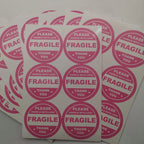 60 PCS 2 inch Pink Round Do Not Crush Bend or Fold Handle with Love Stickers Shipping Mailing Cartons Envelops Adhesive Labels