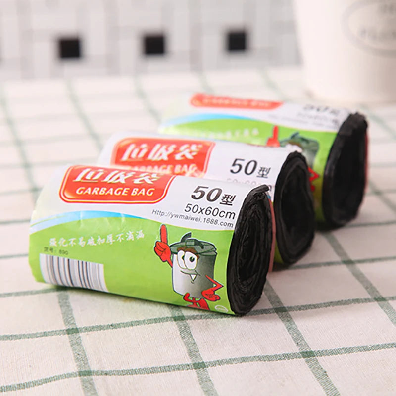 New【1Roll 50*60cm Garbage Bags Thick Convenient Environmental Plastic Trash Bags Disposable Plastic Bag Black Garbage】