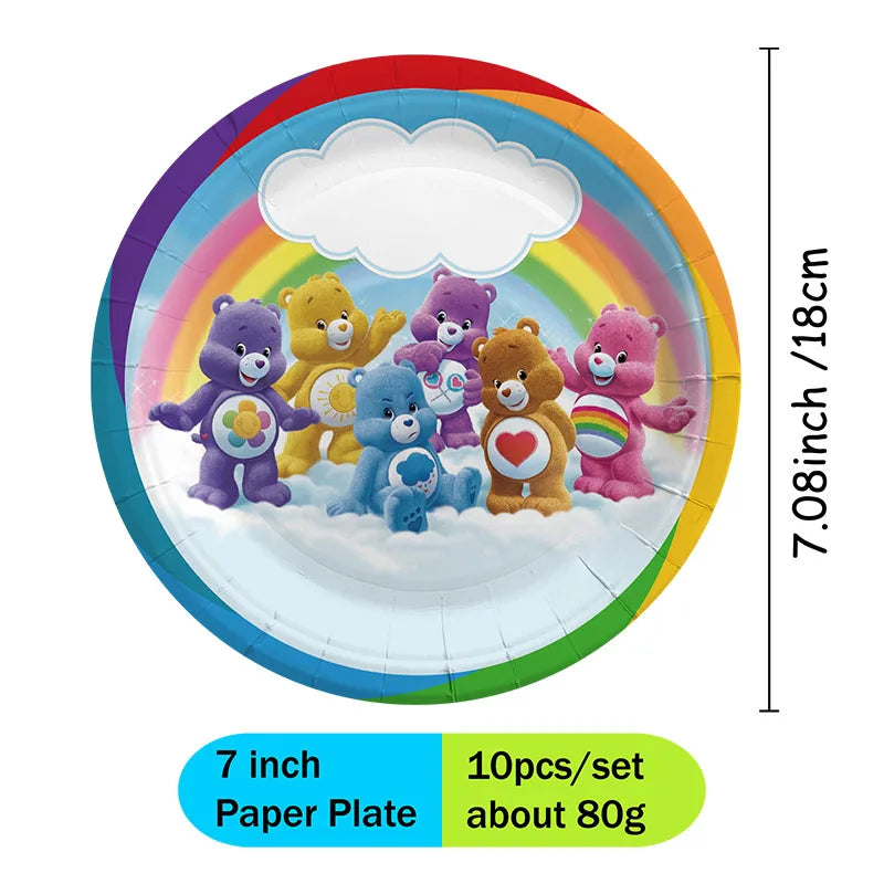 Care Bears Rainbow Bear Theme Birthday decorations table decoration & accessories plates sticker children Party supplies