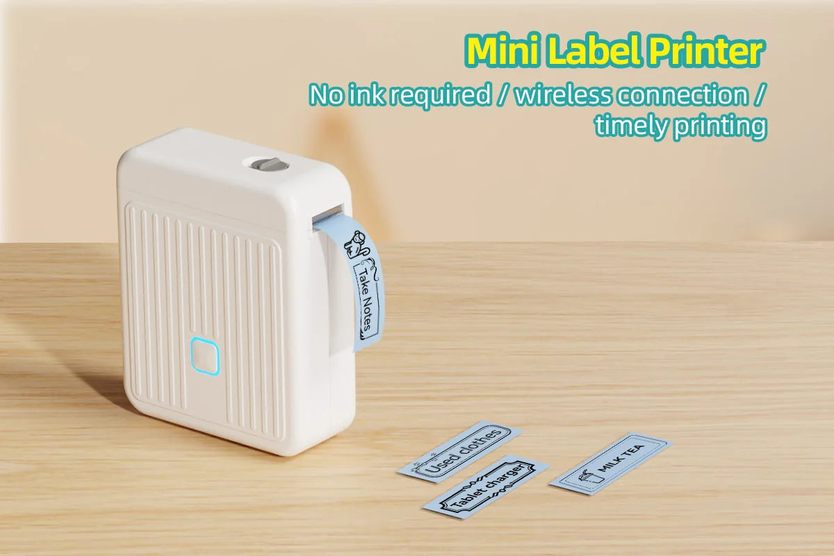 DOLEWA T01 Label Printer Portable Mini Thermal Printer Without Ink Bluetooth Wireless Labeling Machine DIY Barcode Sticker