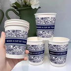New high-value blue and white porcelain prosperous food grade environmentally friendly paper cup, for home and office use