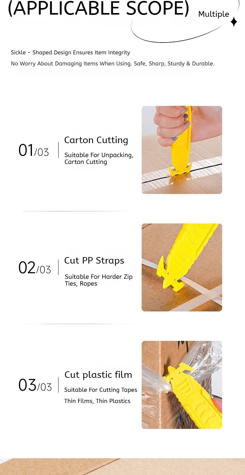 Yellow Safe Portable Box Opener Utility Knife with Plastic Handle And Sharp Blades Office Supply Tool