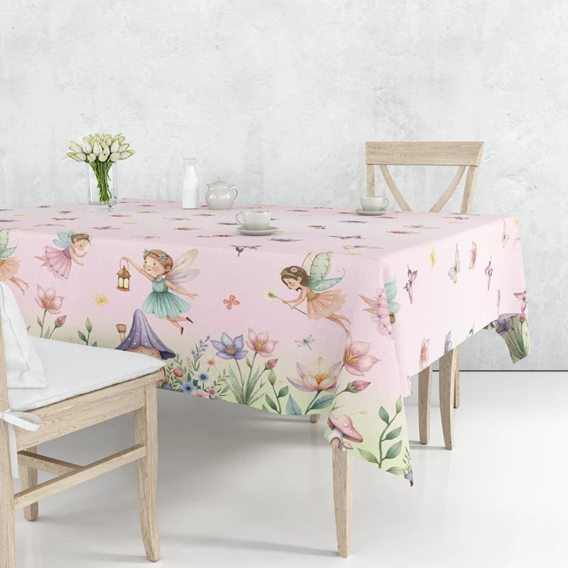 Spring Flowers Fairy Disposable Plastic Tablecloth Happy Birthday Party Decor Kids Wedding Birthday Party Supplies Baby Shower