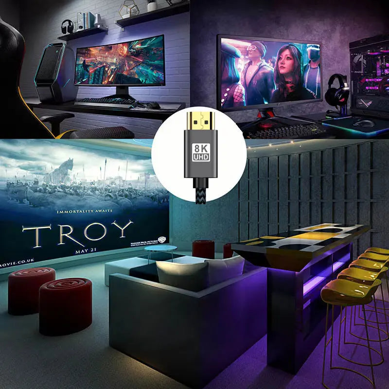 8K HDMI-compatible Cable for Xiaomi Mi Box 8K/60Hz 4K/120HZ 48Gbps Digital Cable for PS5 PS4 Laptop TV Monitor Projectors