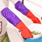 Fleece Lined Latex Dishwashing Gloves Thermal Extra Long Latex Cleaning Gloves Warm Winter Dishwashing Laundry Aid