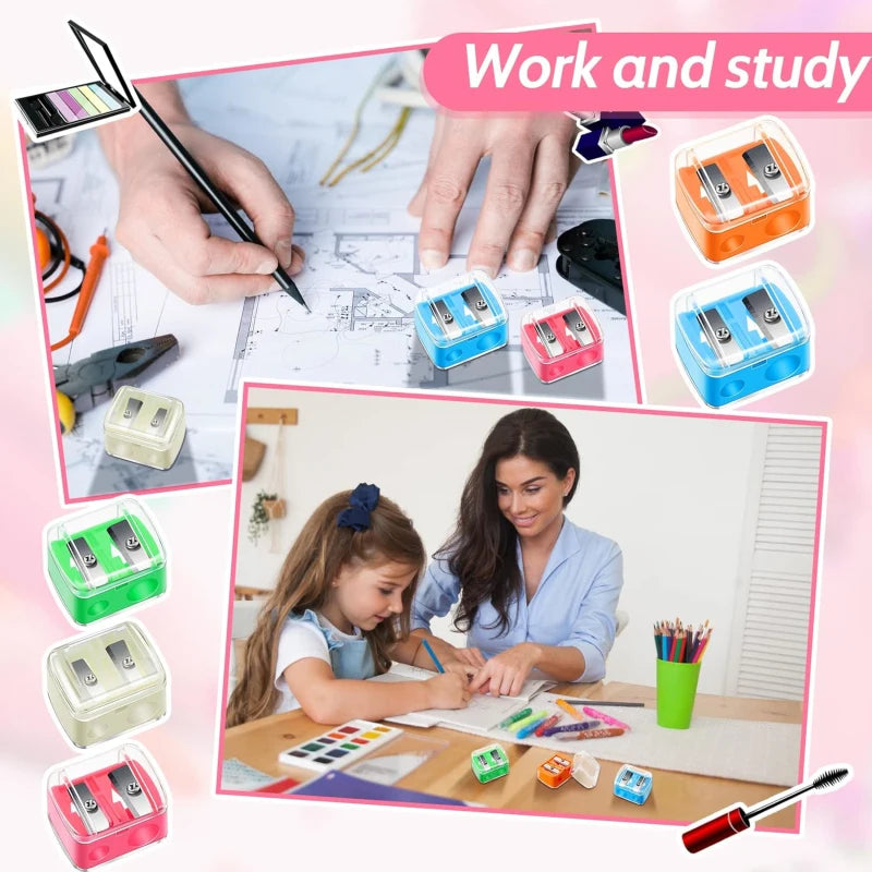 1/4 Pcs Dual Holes Eyeliner Sharpener, Compact Makeup Pencil Sharpeners, Makeup Pencil Sharpener for Eyeliner Lip Liner Pencils