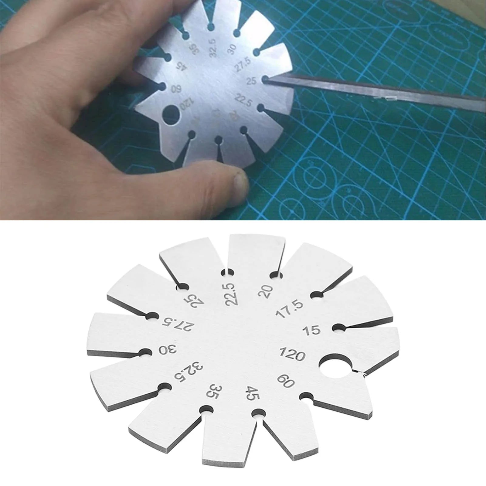 Bevel Angle Gauge Stainless Steel Oblique Edges Protractor for Knife Blade Measuring 15-120 Degree Knife Bevel Gauge
