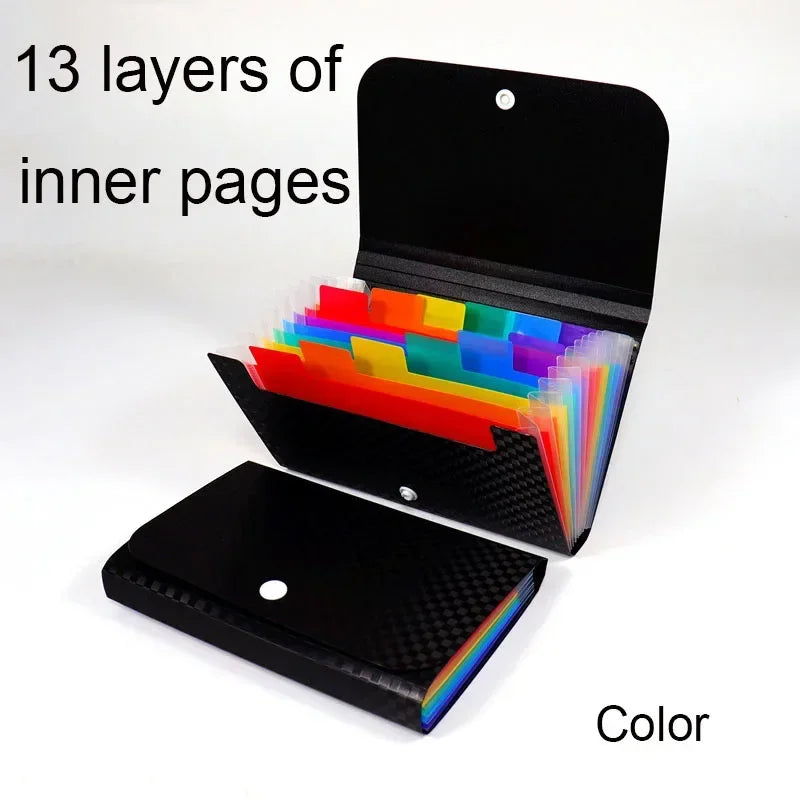 Small File Wallet Receipt Folder A6 Accordion Folder 7-layer 13-layer File Case Waterproof with Self-adhesive Index Tabs