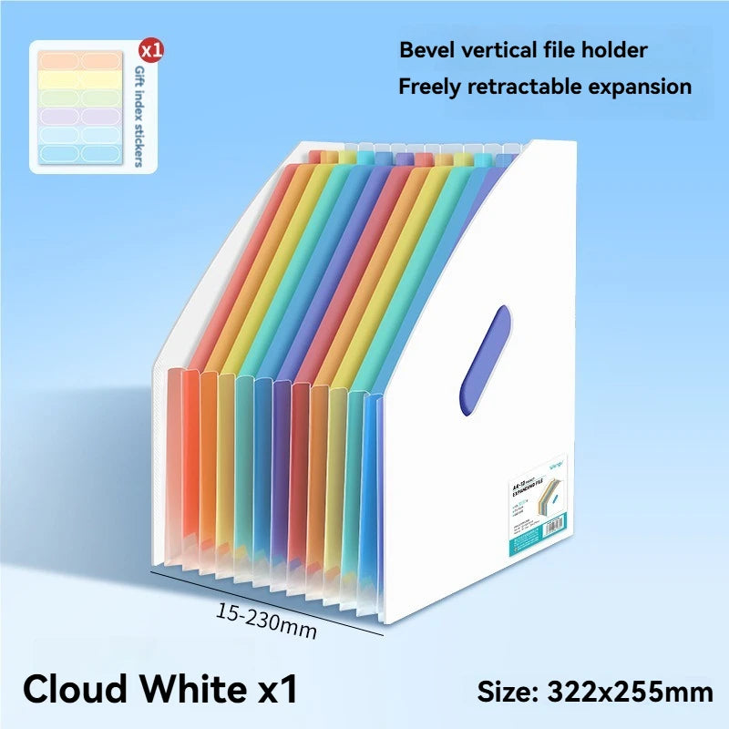 1PC Large Capacity Student Multi Layer Exam Paper Storage Bag, Vertical Scalable Classified Folder