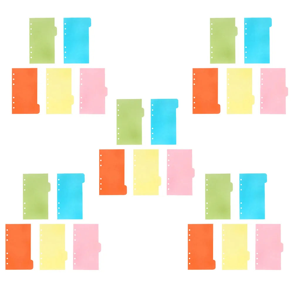 25Pcs Colored A6 Refill Paper Divider Sets for Spiral Notebooks Tab Cards Index Sheets Heavy Wear Resistant for Office School