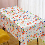 1pc / 6pcs Disposable Rectangle Birthday Tablecloth, 137x274cm Multicolor Happy Birthday Star Plastic Thickened Table Covers