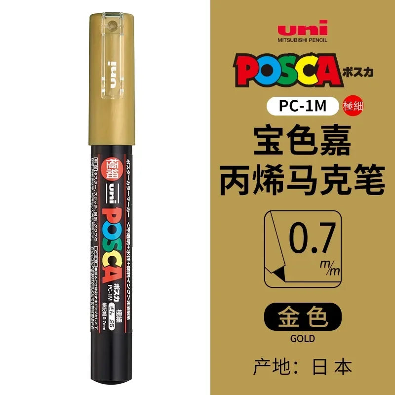 uni POSCA POP Water-Based Marker,Assorted Colors PC-1M/3M/5M 0.7~2.5mm Tips Professional Acrylic Paint Pen for Artists&Designers