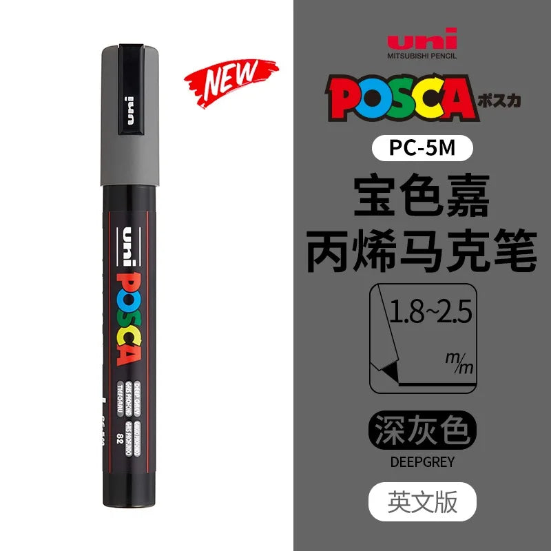 uni POSCA POP Water-Based Marker,Assorted Colors PC-1M/3M/5M 0.7~2.5mm Tips Professional Acrylic Paint Pen for Artists&Designers