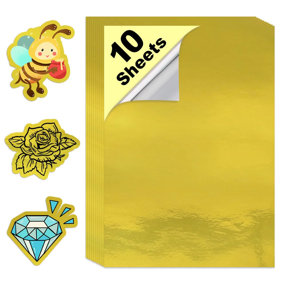 10 Sheets A4 Vinyl Sticker Paper Transparent Printabe Label for Inkjet Printer Self Adhesive Copy Paper Waterproof Sticker Decal