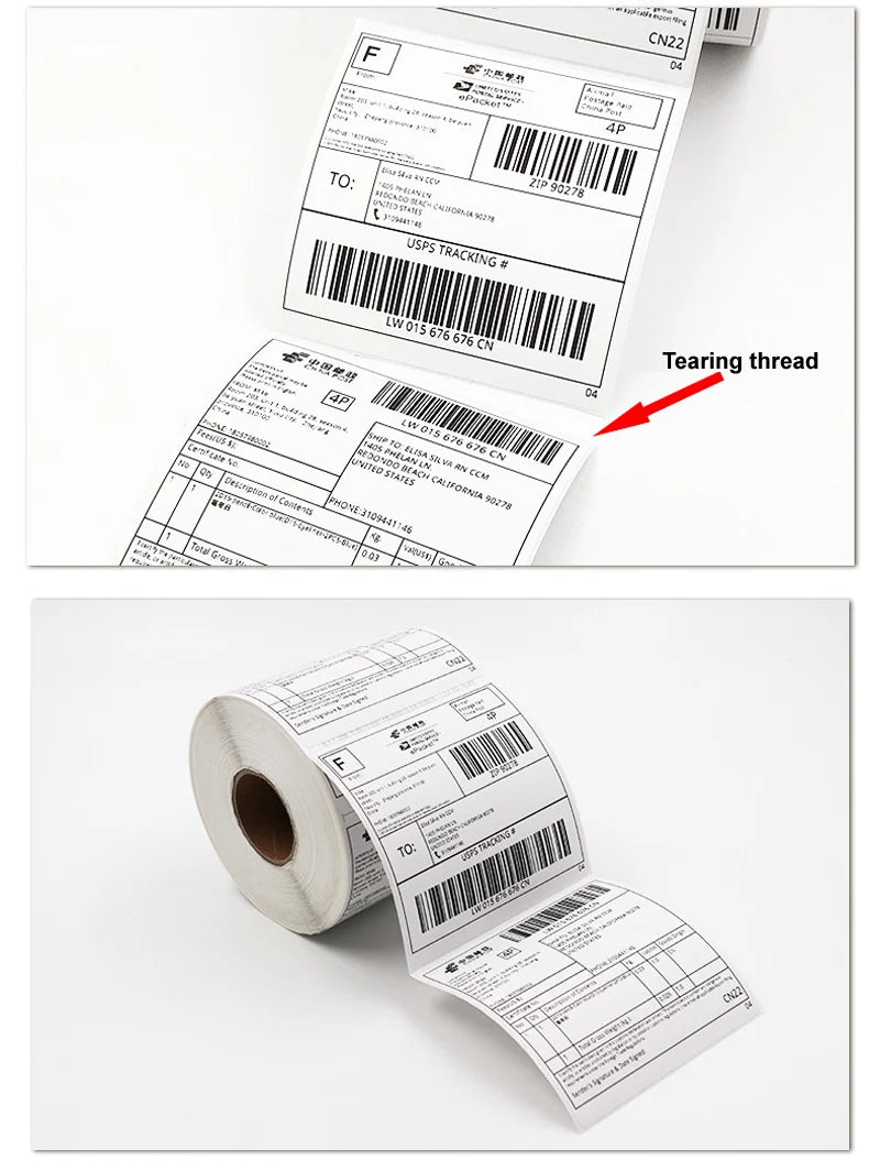 500PCS 100*150mm Thermal Shipping Labels 4x6 Inch For DHL UPS FedEx Self-Adhesive Stickers Stack Roll Papers For Thermal Label