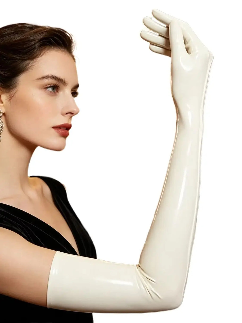 Transparent black Latex Gloves Women's Full Finger Rubber Gloves Wear