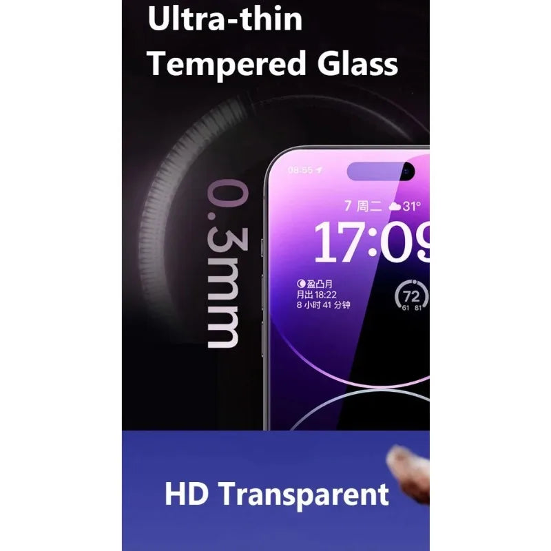 1Pcs iPhone 15 14 13 12 11 16 17 Pro Max X XS Max XR 8 7 Plus 16e 17Air 14 15 16 Plus Tempered Glass Screen Protector Film